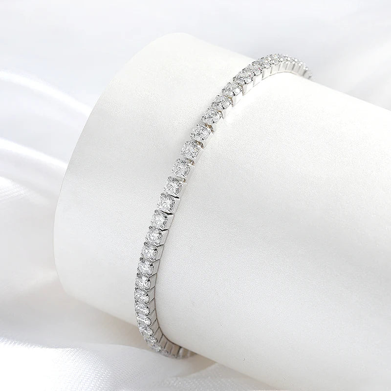 Smyoue 3mm Elastic Moissanite Tennis Bracelets for Women Men Full Diamond Sparkling Pure 925 Sterling Silver Jewelry Wholesale