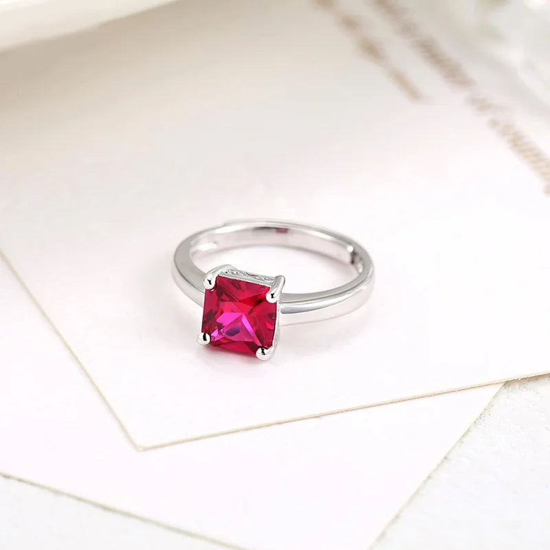 CHARMING Luxury Created Ruby Gemstone Rings for Women 925 Sterling Silver Engagement Fine Fashion Jewelry Part Gifts New 2025