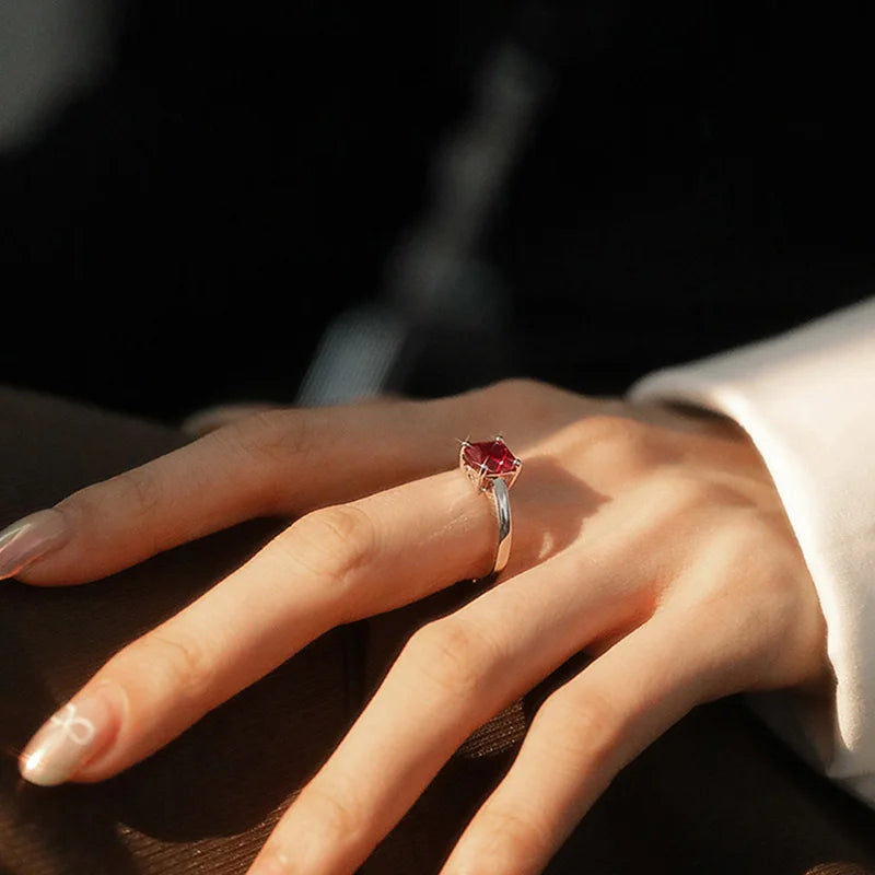 CHARMING Luxury Created Ruby Gemstone Rings for Women 925 Sterling Silver Engagement Fine Fashion Jewelry Part Gifts New 2025