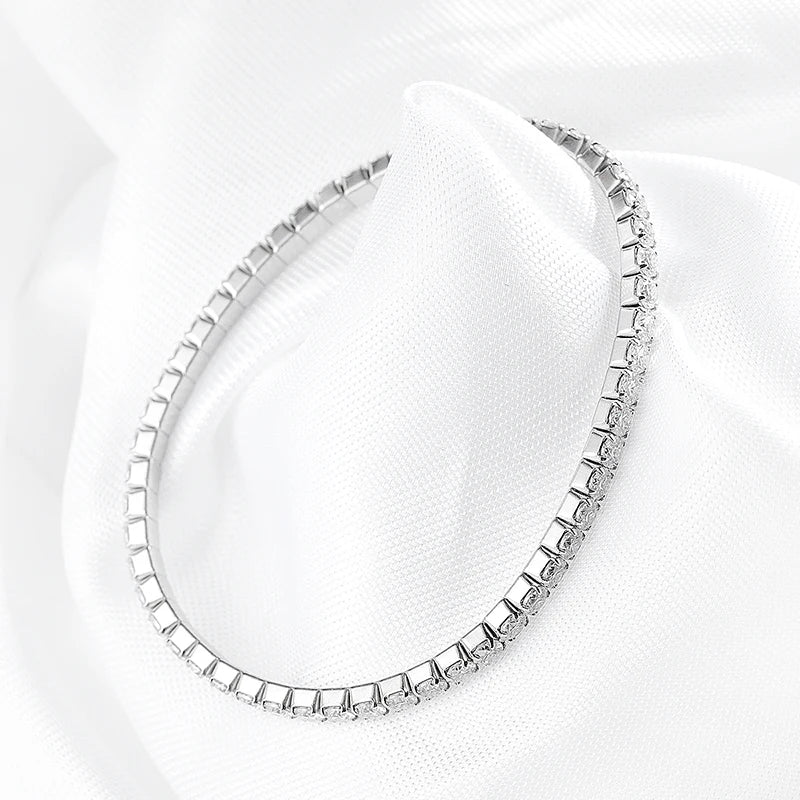 Smyoue 3mm Elastic Moissanite Tennis Bracelets for Women Men Full Diamond Sparkling Pure 925 Sterling Silver Jewelry Wholesale