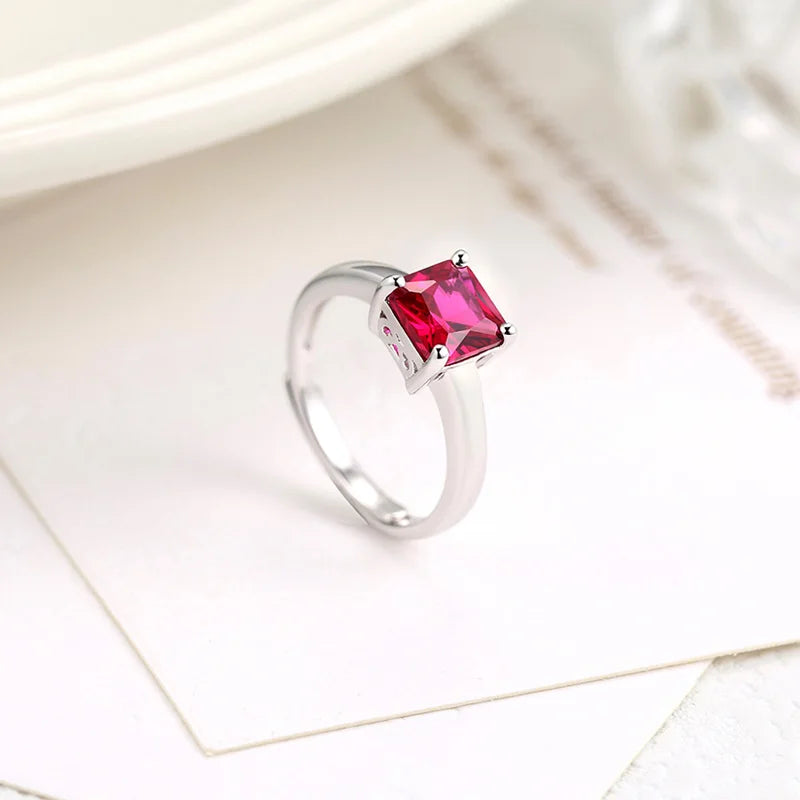 CHARMING Luxury Created Ruby Gemstone Rings for Women 925 Sterling Silver Engagement Fine Fashion Jewelry Part Gifts New 2025