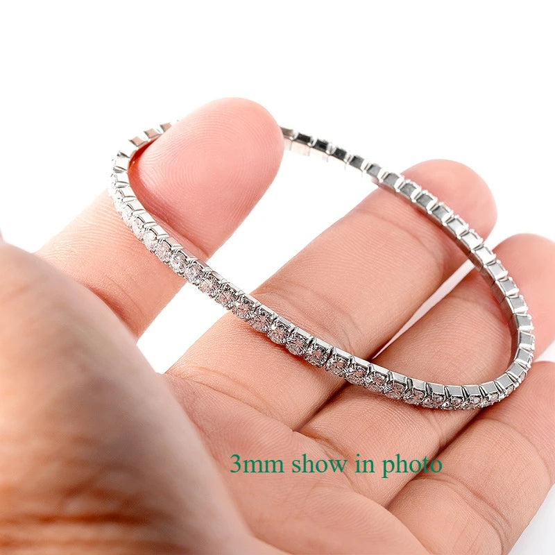 Smyoue 3mm Elastic Moissanite Tennis Bracelets for Women Men Full Diamond Sparkling Pure 925 Sterling Silver Jewelry Wholesale