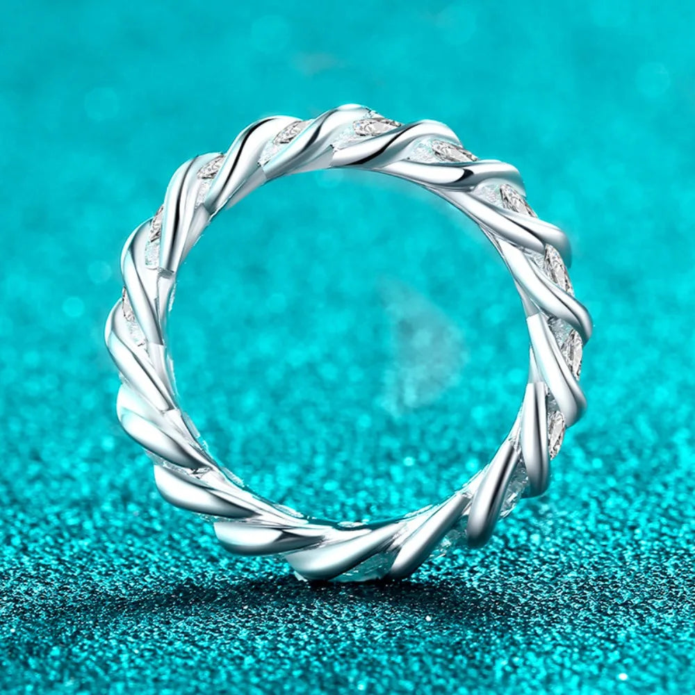 NKHOG 1.7CTTW Full Moissanite Rings Women 925 Sterling Silver Eternity Wedding Sparkling Lab Diamond Band Fine Jewelry Certified