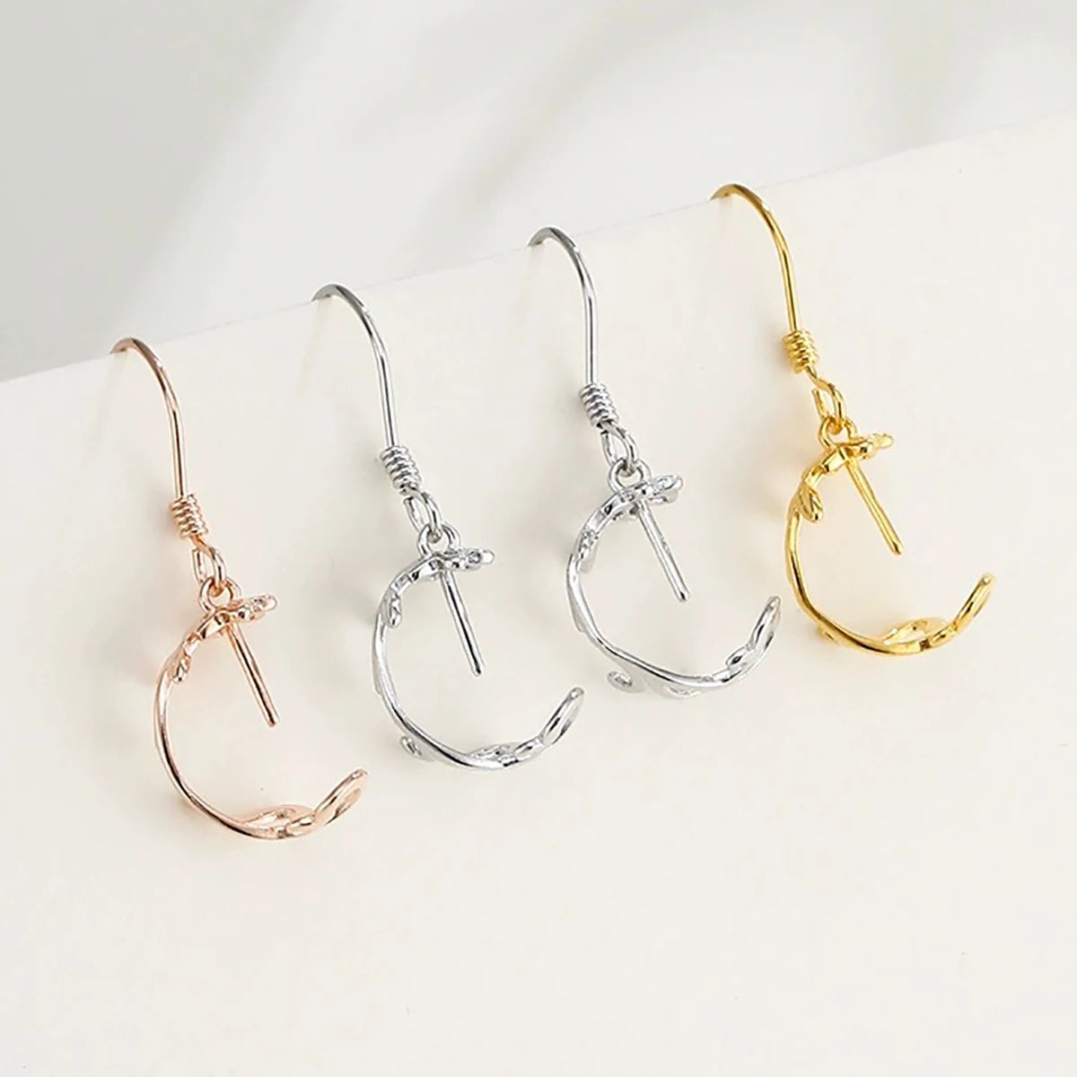 A pair 925 Sterling Silver Earring Hook Blank Setting Round Pearl Pendant Ear Base Findings For DIY Jewelry Making