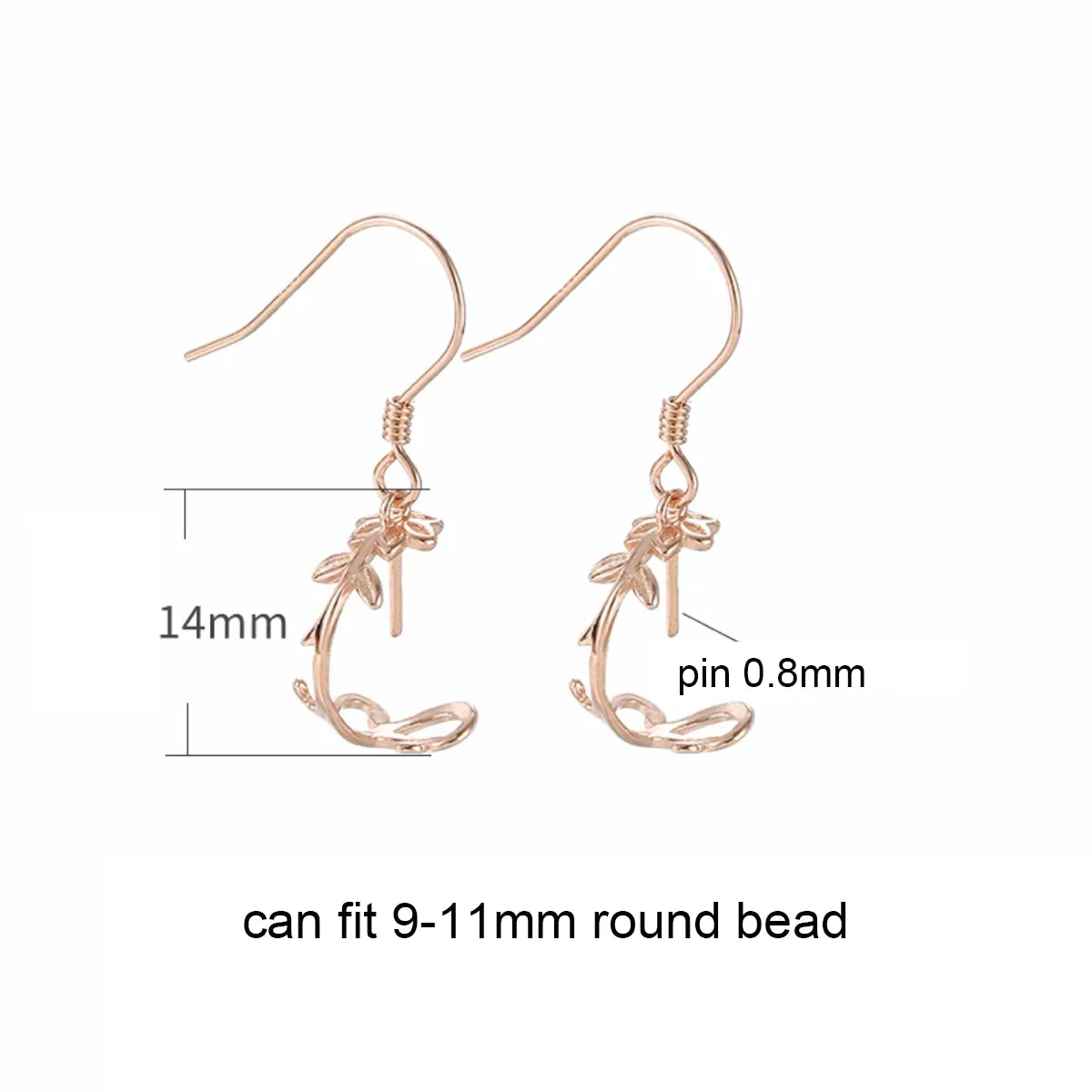 A pair 925 Sterling Silver Earring Hook Blank Setting Round Pearl Pendant Ear Base Findings For DIY Jewelry Making