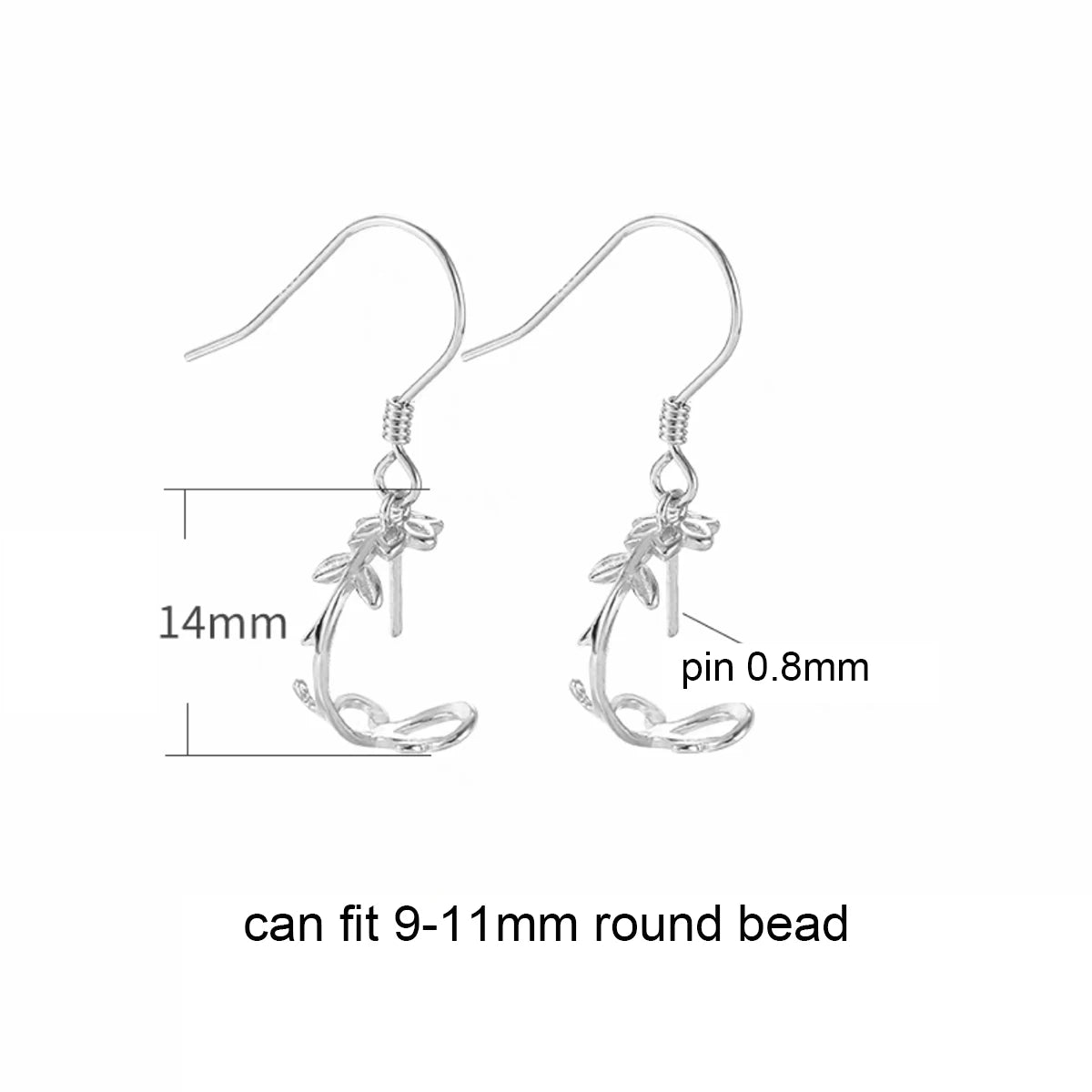 A pair 925 Sterling Silver Earring Hook Blank Setting Round Pearl Pendant Ear Base Findings For DIY Jewelry Making