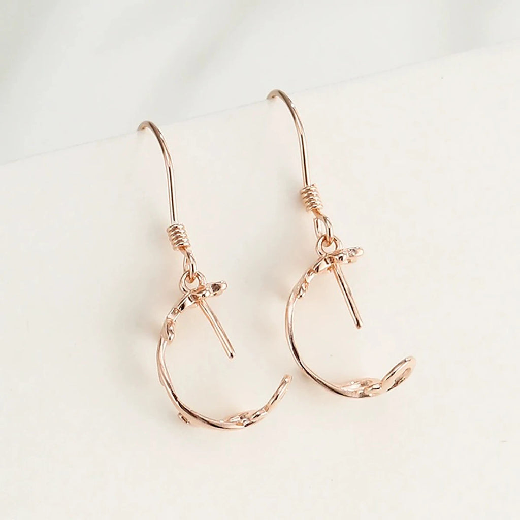 A pair 925 Sterling Silver Earring Hook Blank Setting Round Pearl Pendant Ear Base Findings For DIY Jewelry Making