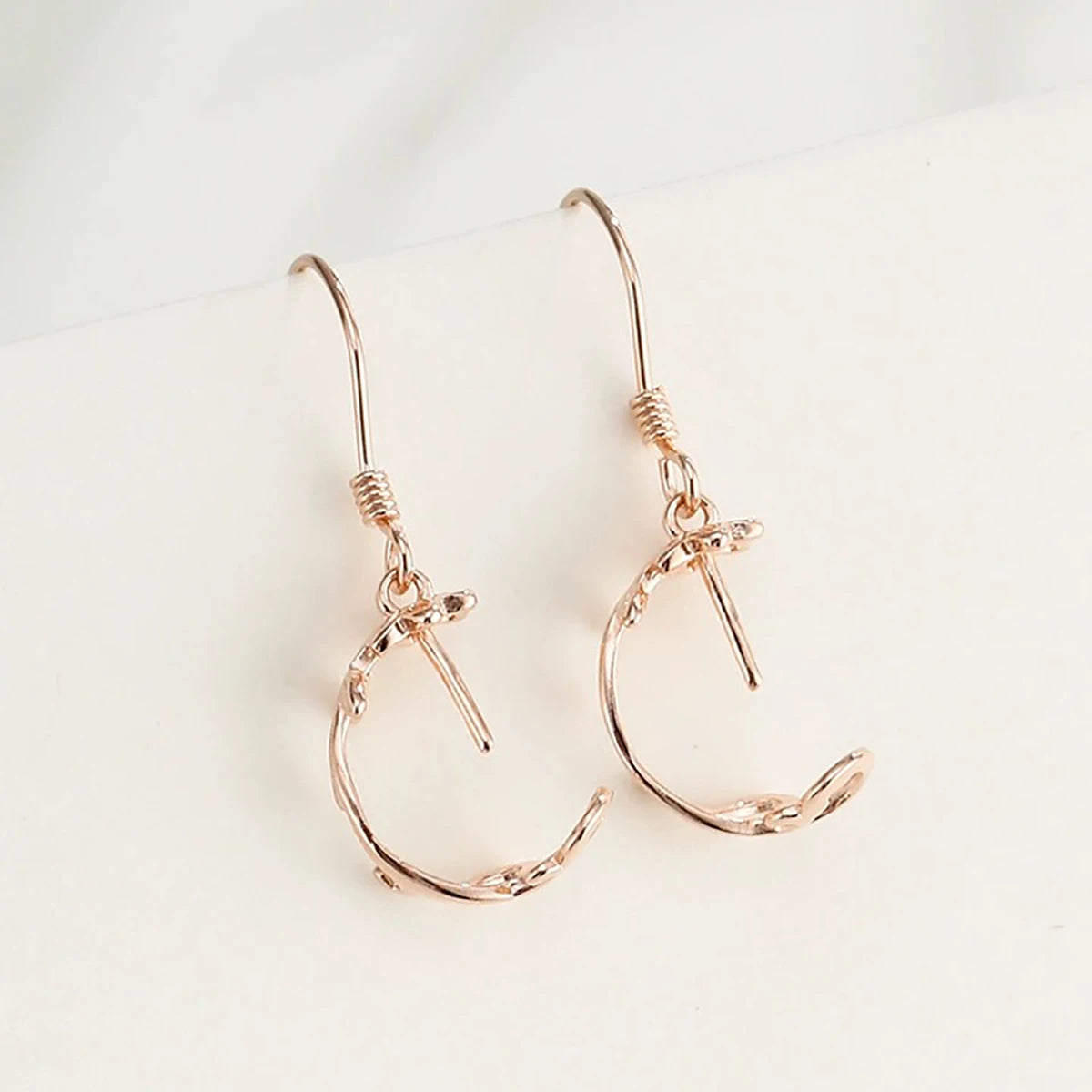 A pair 925 Sterling Silver Earring Hook Blank Setting Round Pearl Pendant Ear Base Findings For DIY Jewelry Making