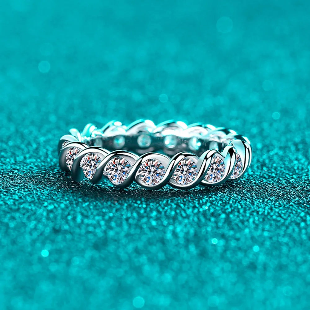 NKHOG 1.7CTTW Full Moissanite Rings Women 925 Sterling Silver Eternity Wedding Sparkling Lab Diamond Band Fine Jewelry Certified